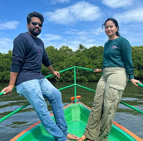 Romantic couples' boat ride in Pondicherry with RV Boating Adventure, offering private and serene moments on the water.